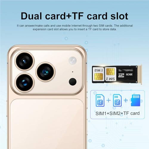 i17promax Smartphone, 6.8" HD Display, 9000 Deca-Core 5G Phone, 48MP+18MP Camera, Face ID & In-Display Fingerprint, 4500mAh Battery, Android 13, Dual SIM+TF Card, 3.5mm Headphone (orange,4+64G)