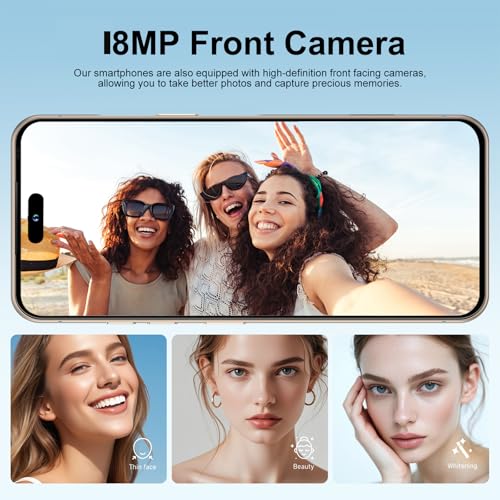i17promax Smartphone, 6.8" HD Display, 9000 Deca-Core 5G Phone, 48MP+18MP Camera, Face ID & In-Display Fingerprint, 4500mAh Battery, Android 13, Dual SIM+TF Card, 3.5mm Headphone (orange,4+64G)