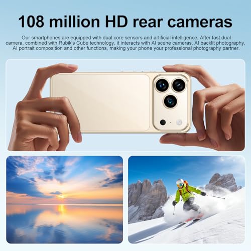 i17promax Smartphone, 6.8" HD Display, 9000 Deca-Core 5G Phone, 48MP+18MP Camera, Face ID & In-Display Fingerprint, 4500mAh Battery, Android 13, Dual SIM+TF Card, 3.5mm Headphone (orange,4+64G)